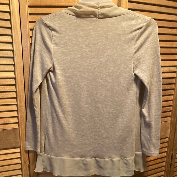 Metaphor Tan Open Front Chiffon Trim Cardigan - Picture 9 of 12